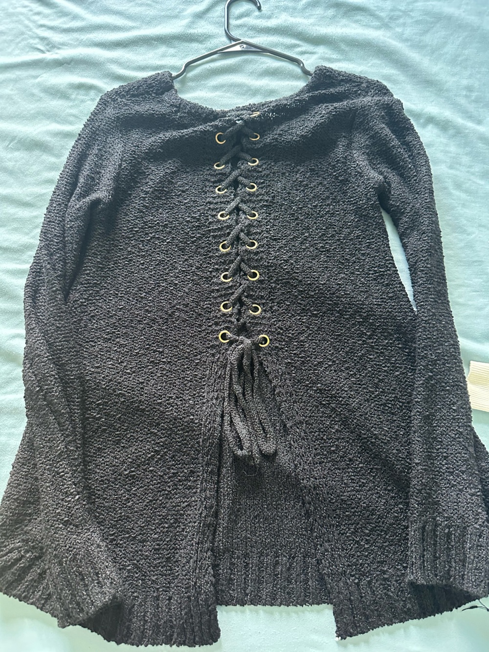FABRIK OPEN BACK BLACK LONG SWEATER SZ S